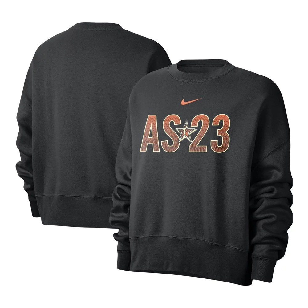Nike AS23 Logo Crewneck Sweatshirt Charcoal Gray Orange Unisex Fit